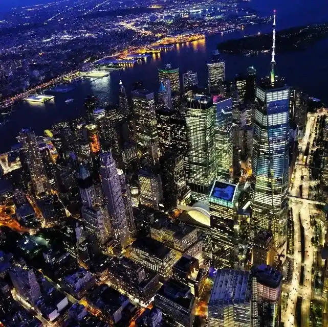 上空からの都市夜景